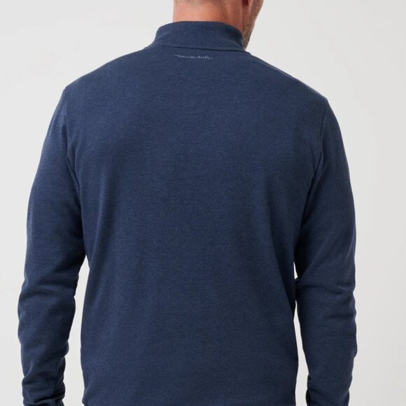 Travis Mathew Cloud Quarter Zip 2.0 Soft Sweater Men's Size Medium Heather Blue - Picture 2 of 9
